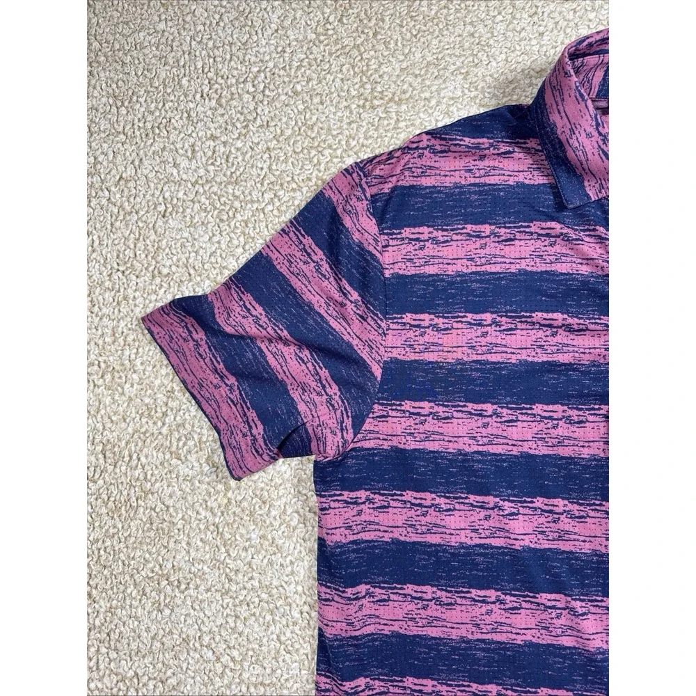 Adidas Golf Polo Shirt Mens Small Short Sleeve Pink Blue Stripe Vinted Light